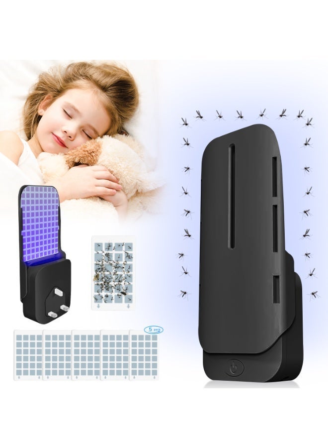 ناكسي فلاي قابس داخلي لقتل البعوض، مع مصباح ليلي UV قابل لتعديل السطوع لفخ البعوض وصائد الذباب، فخاخ ذباب الفاكهة للذبابة الصغيرة، العثة، البعوض، مناسب لكل جزء من المنزل (عبوة واحدة، أسود) - Image 2